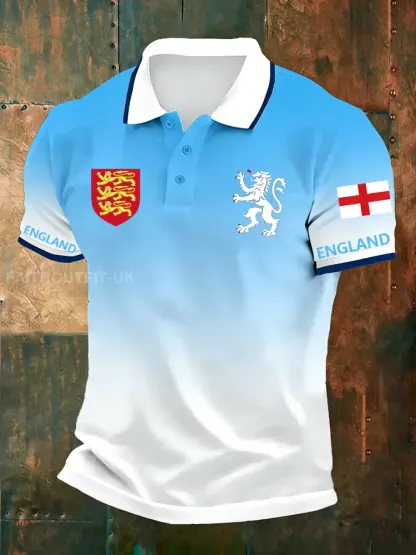 Men’s Retro English Football Fan Printed Casual POLO