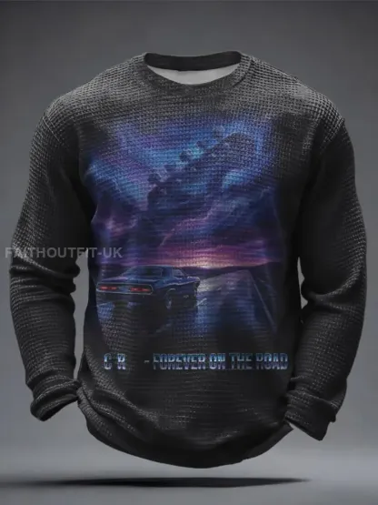 Men’s The Road Man Music Lover Printed Waffle Tops