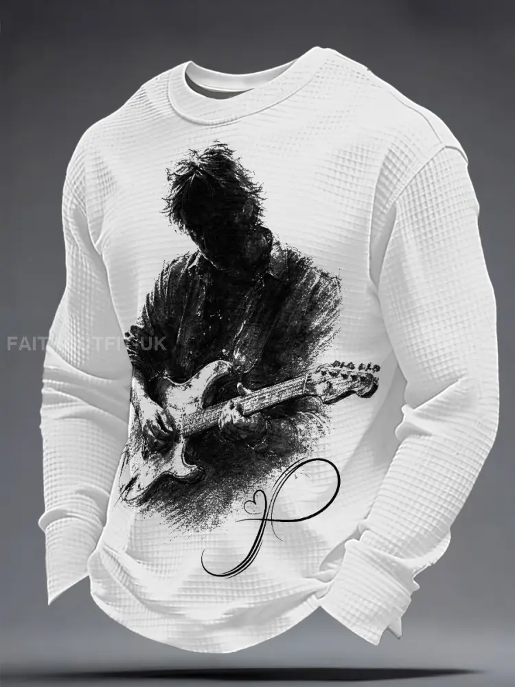 Men’s The Road Man Music Lover Printed Waffle Sweatshirt