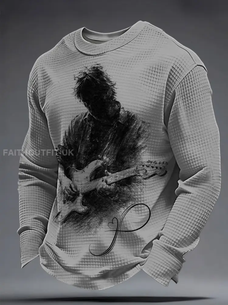 Men’s The Road Man Music Lover Printed Waffle Sweatshirt