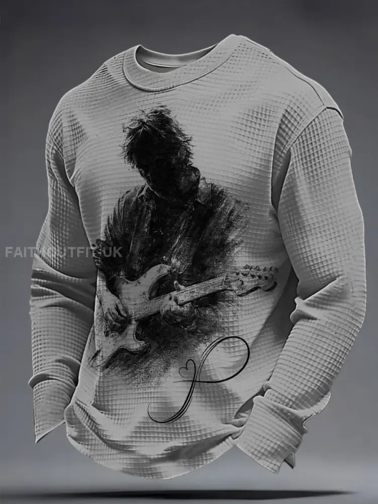 Men’s The Road Man Music Lover Printed Waffle Sweatshirt
