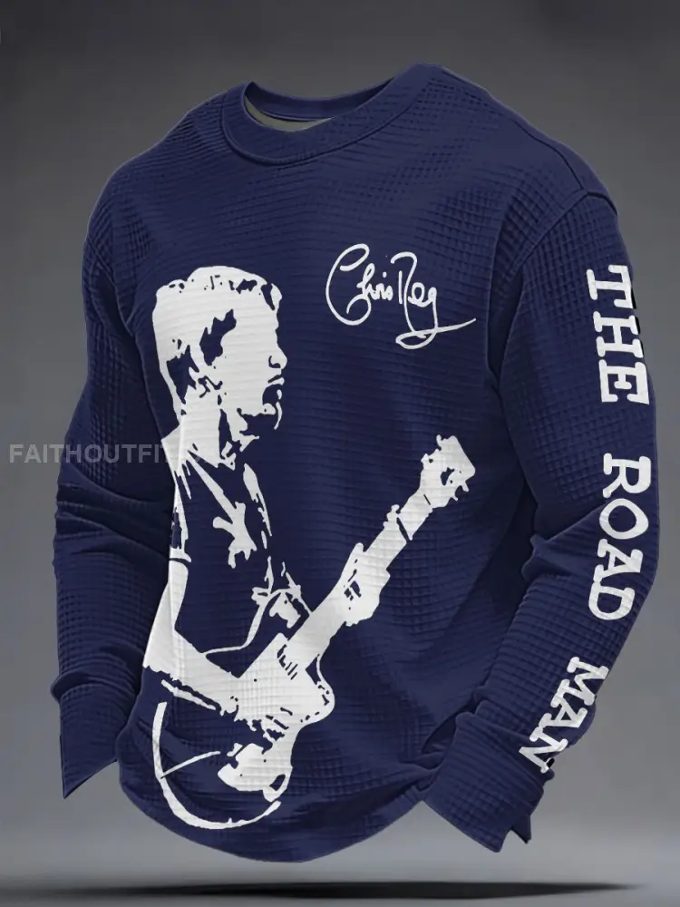 Men’s The Road Man Music Lover Printed Waffle Sweatshirt