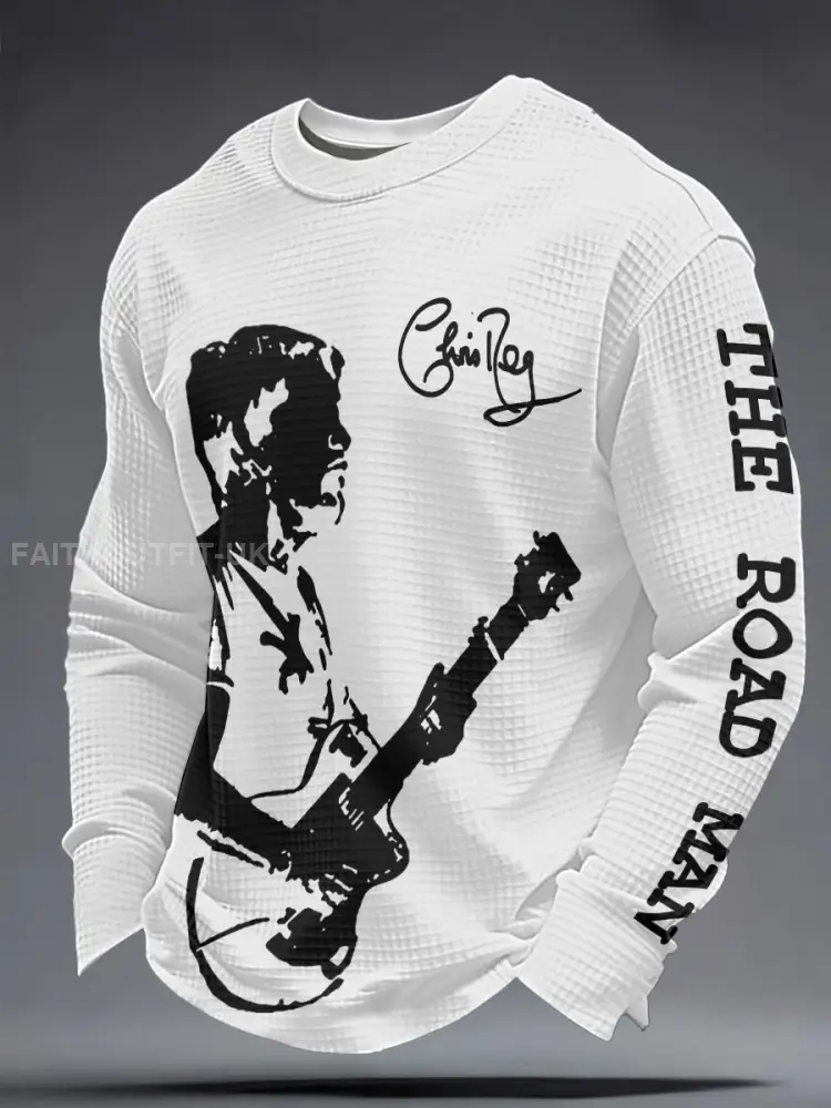 Men’s The Road Man Music Lover Printed Waffle Sweatshirt