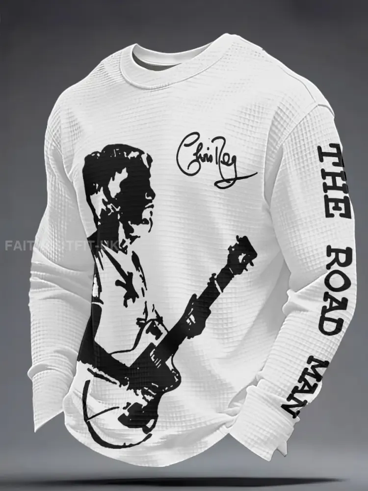 Men’s The Road Man Music Lover Printed Waffle Sweatshirt