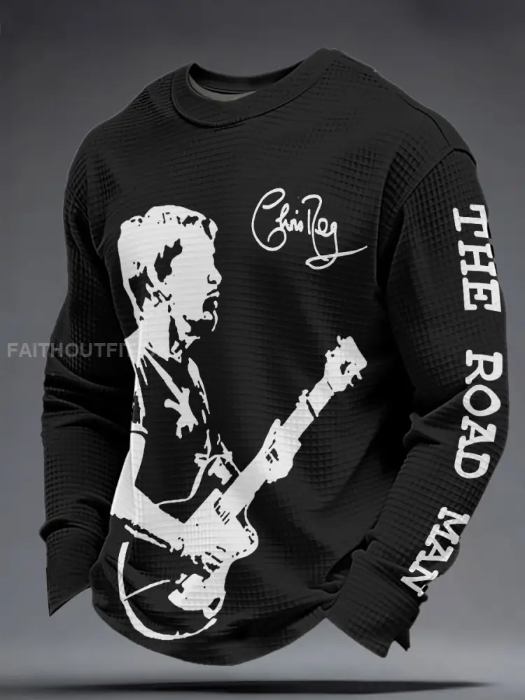 Men’s The Road Man Music Lover Printed Waffle Sweatshirt