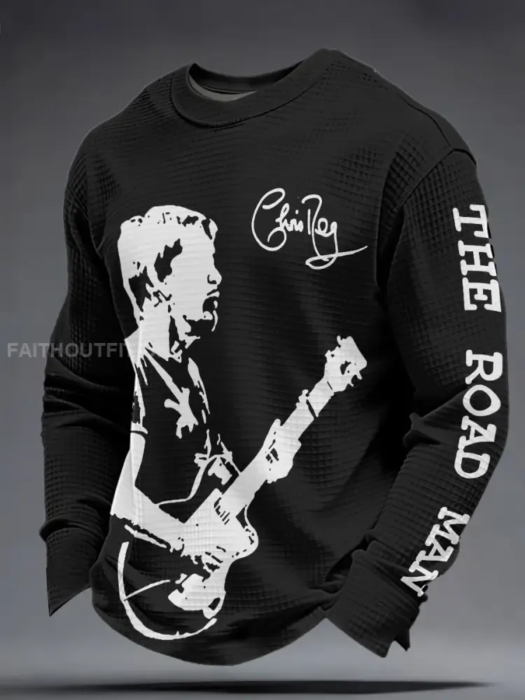Men’s The Road Man Music Lover Printed Waffle Sweatshirt