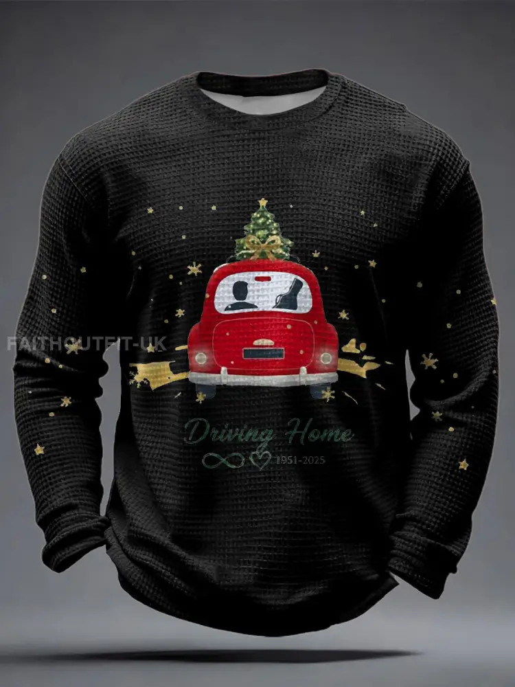 Men’s The Road Man Music Lover Printed Waffle Tops