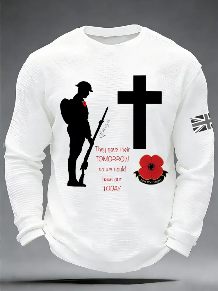 Men’s Remembrance Day Printed Commemorative Long-Sleeve T-Shirt