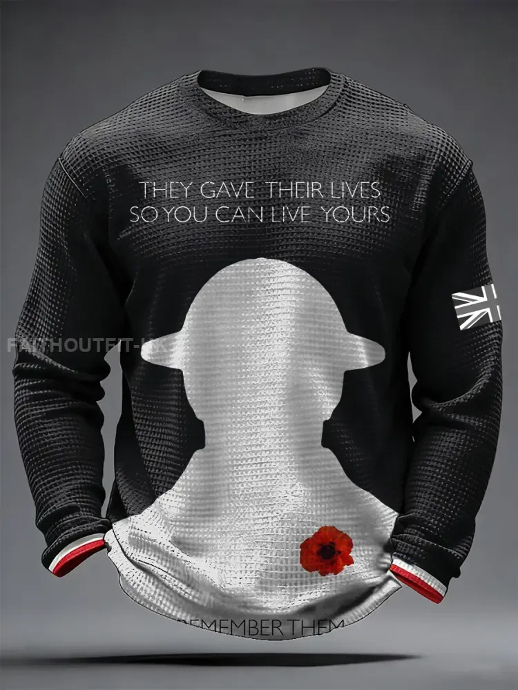 Men’s Remembrance Day Printed Commemorative Long-Sleeve T-Shirt