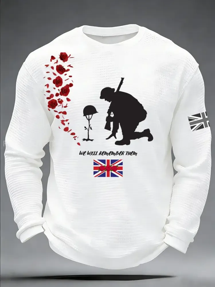 Men’s Remembrance Day Printed Commemorative Long-Sleeve T-Shirt