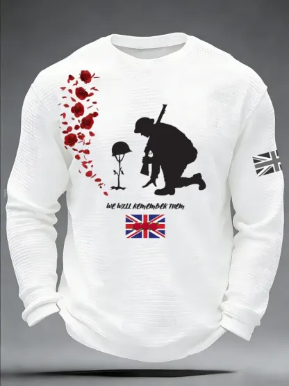 Men’s Remembrance Day Printed Commemorative Long-Sleeve T-Shirt