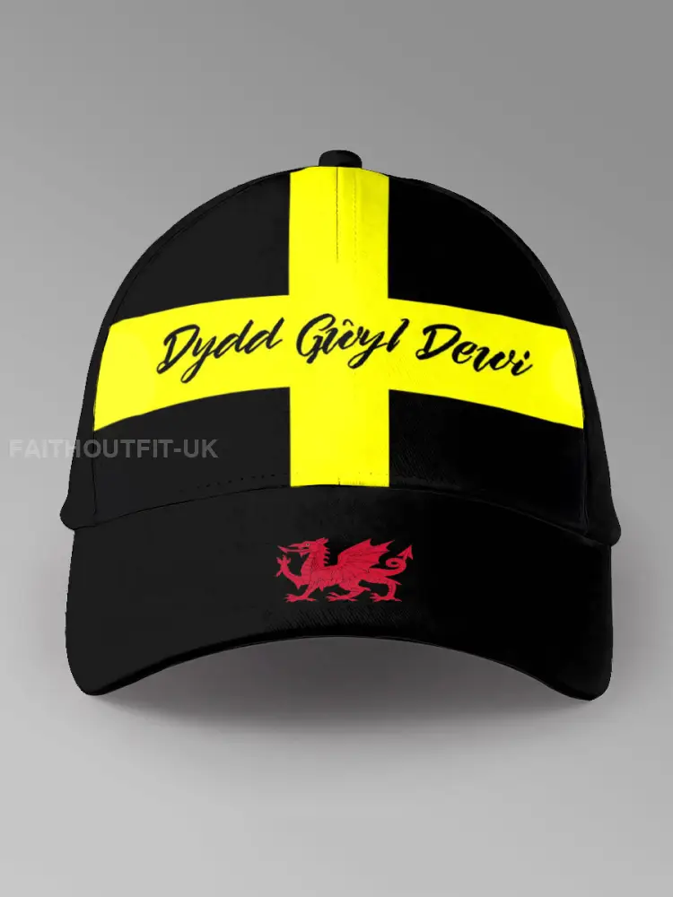 Unisex St David’s Day Wales Proud Printed Hat - Black · ONE