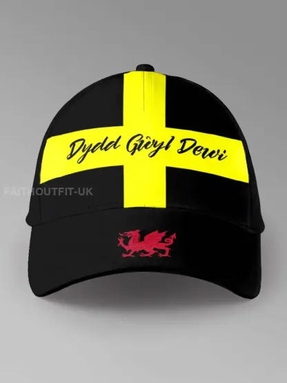 Unisex St David’s Day Wales Proud Printed Hat - Black · ONE