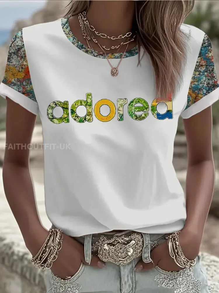 Women’s Lemon Roses Music Lover Printed short-sleeved T-shirt