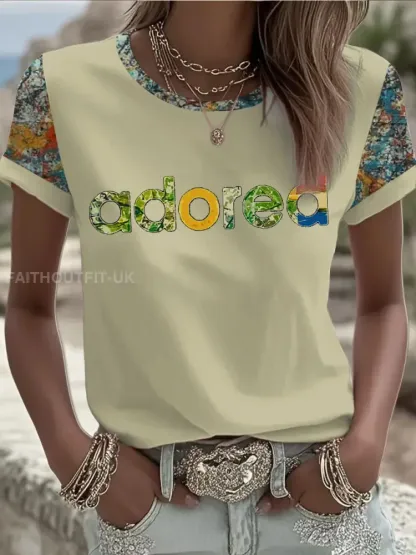 Women’s Lemon Roses Music Lover Printed short-sleeved T-shirt