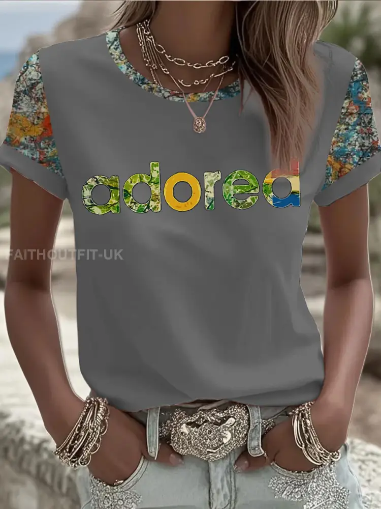 Women’s Lemon Roses Music Lover Printed short-sleeved T-shirt