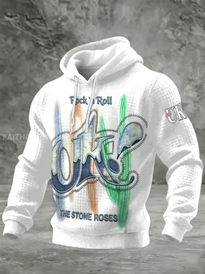 Men’s British The Stone Rose UK Print White Check Cotton Sweatshirt