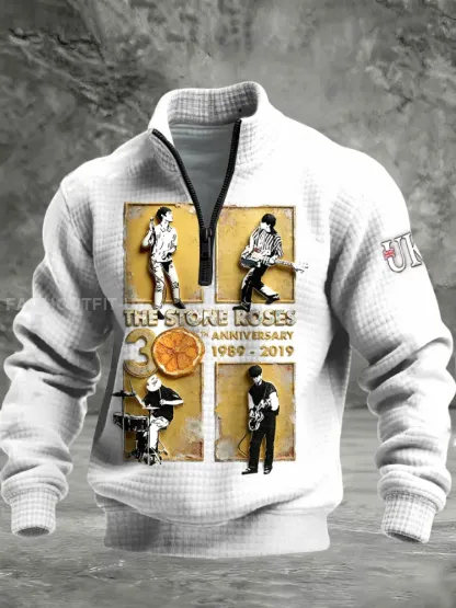 Men’s British The The Stone Rose Print Check Cotton Oversized Sweatshirt