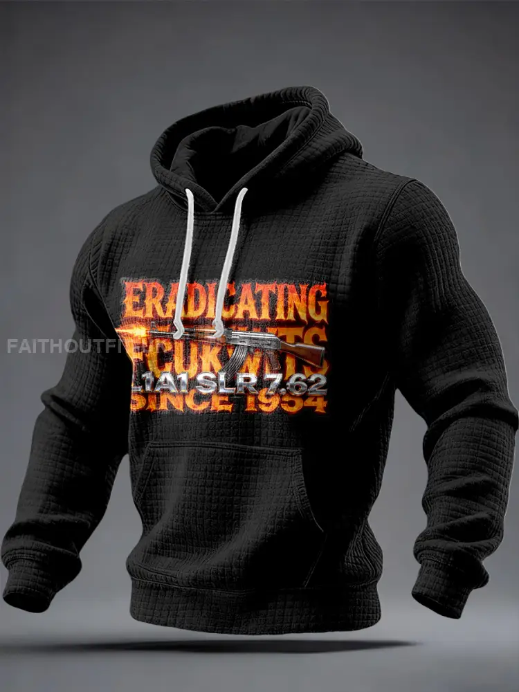 Men’s SLR Gun L1AL 7.62 Printed Checkered Cotton Hoodie
