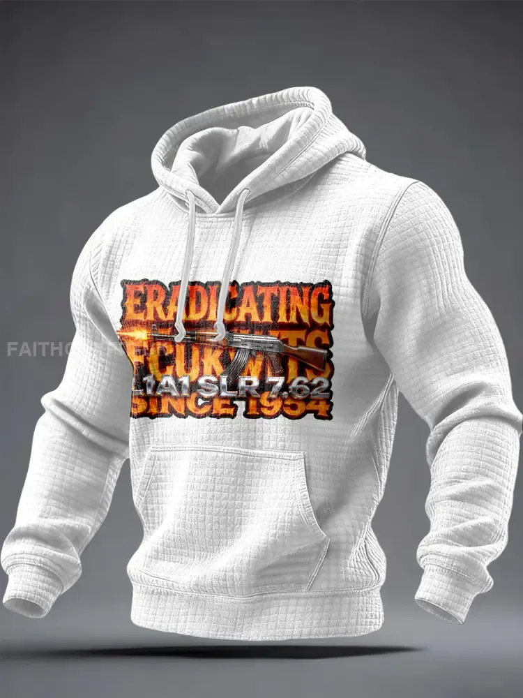 Men’s SLR Gun L1AL 7.62 Printed Checkered Cotton Hoodie