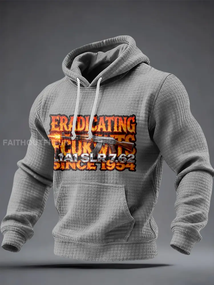 Men’s SLR Gun L1AL 7.62 Printed Checkered Cotton Hoodie