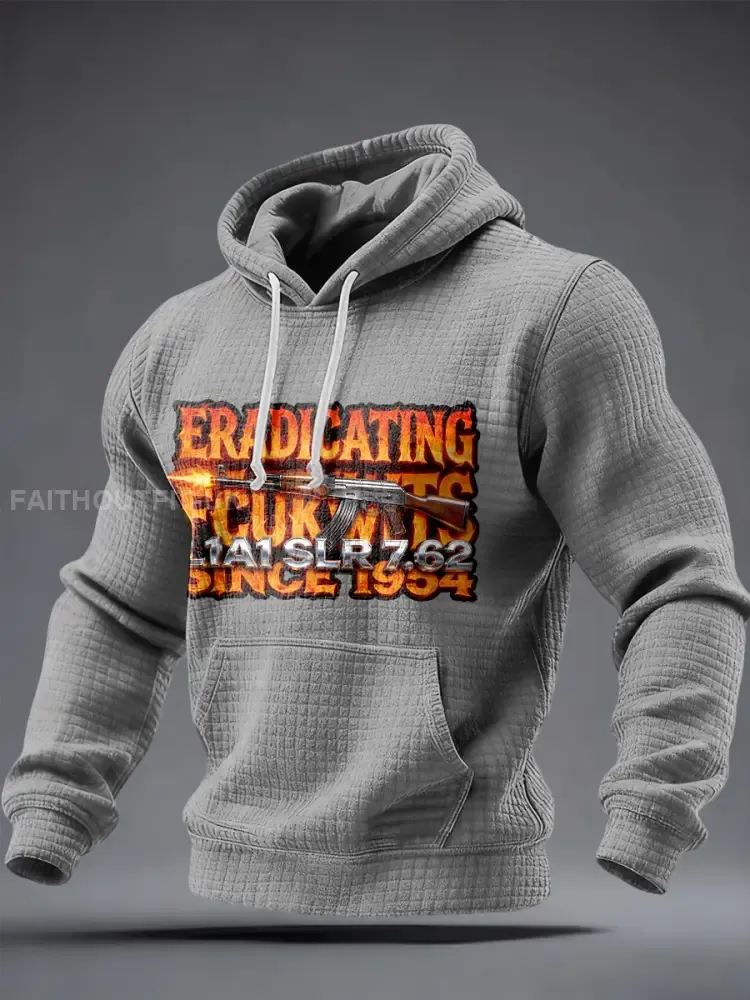 Men’s SLR Gun L1AL 7.62 Printed Checkered Cotton Hoodie