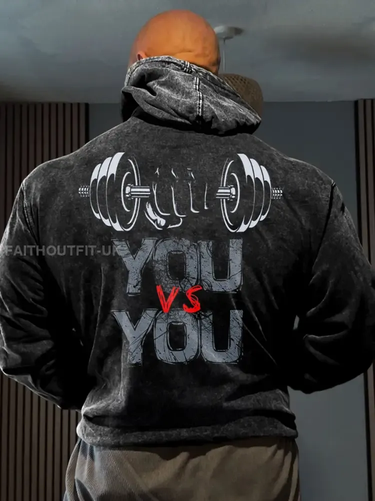 Men’s Retro Fitness Attitude Strongest Man Casual Hoodie