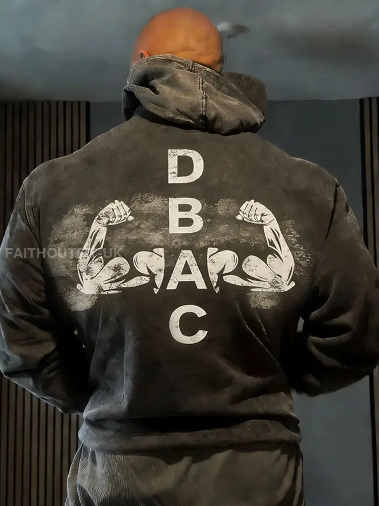 Men’s Retro Fitness Strongest Man DBAC Casual Hoodie