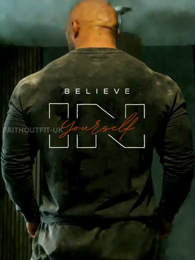 Men’s Retro Fitness BELIEVE IN YOURSELF Casual T-Shirt