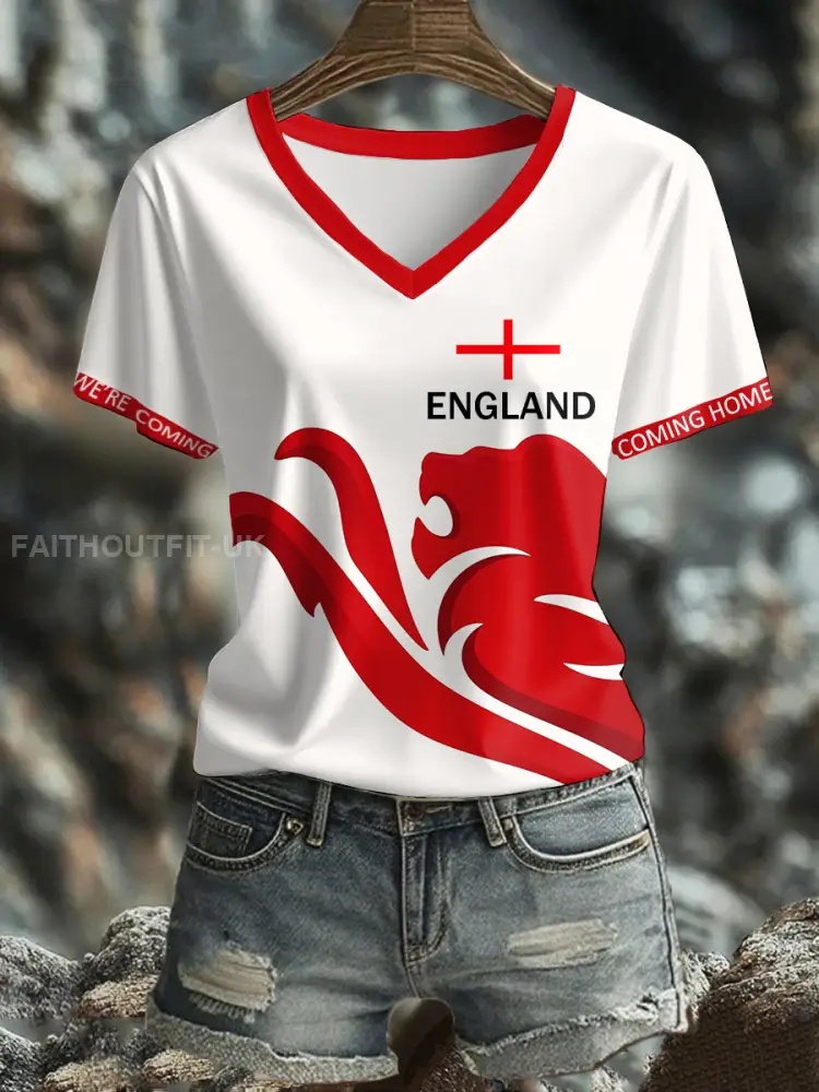 Women’s England Lions Football Lover Printed T-shirt
