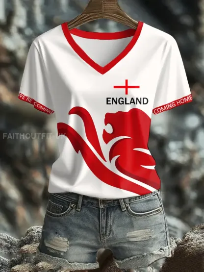 Women’s England Lions Football Lover Printed T-shirt