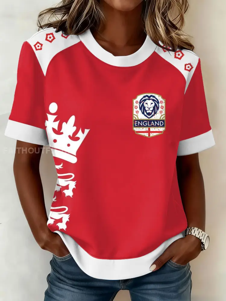 Women’s England Lions Football Lover Printed T-shirt
