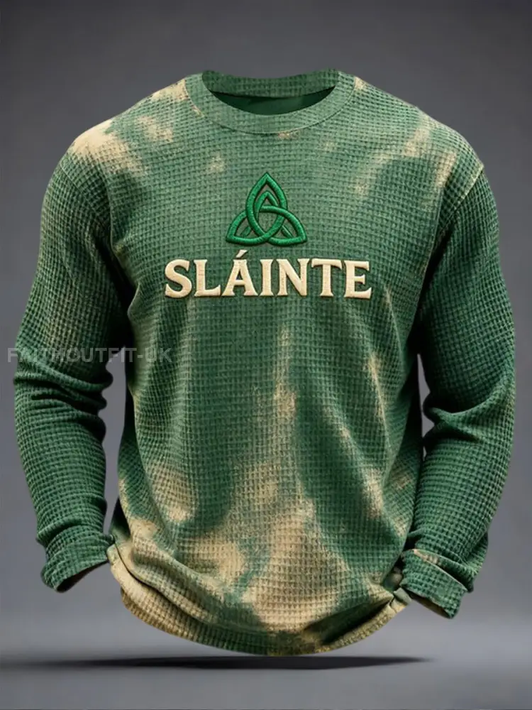 Men’s St. Patrick’s Day Waffle Knit Casual T-Shirt