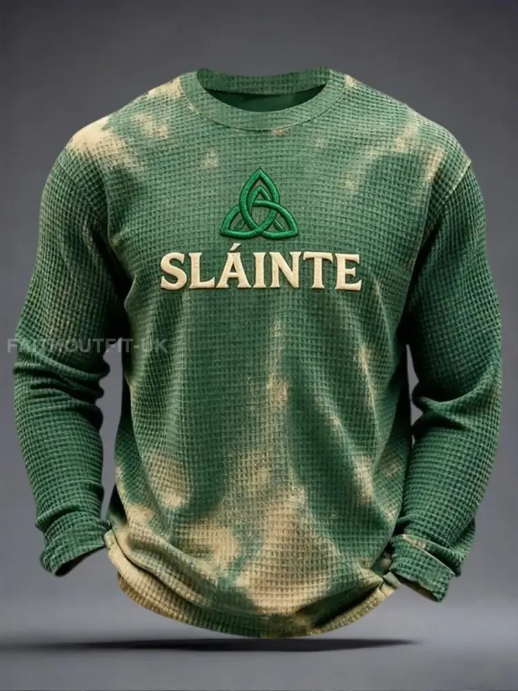 Men’s St. Patrick’s Day Waffle Knit Casual T-Shirt