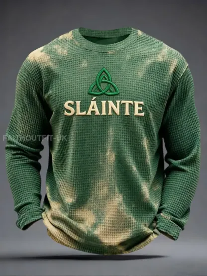 Men’s St. Patrick’s Day Waffle Knit Casual T-Shirt