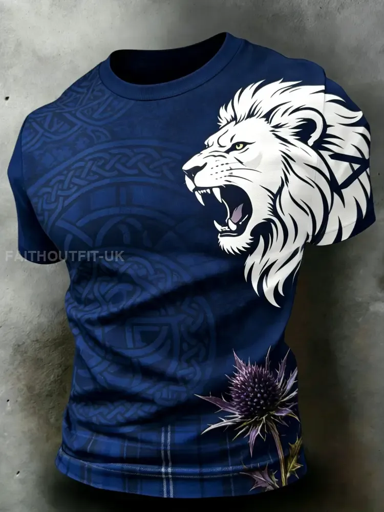 Men’s Scotland Football Lover Tartan Army Printed T-shirts Casual Short-Sleeved T-Shirt
