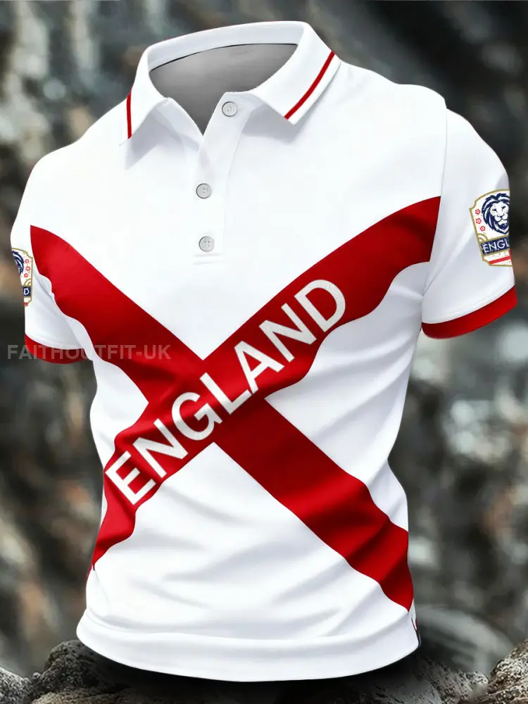 Men’s England Football Lover Lions Printed Casual Tops