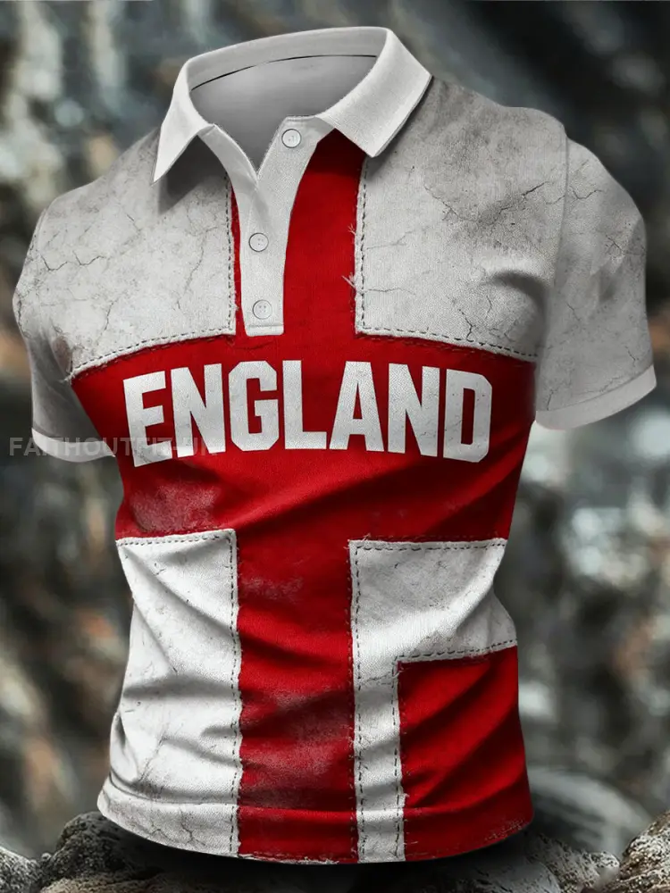 Men’s England Football Lover Lions Printed Casual Tops