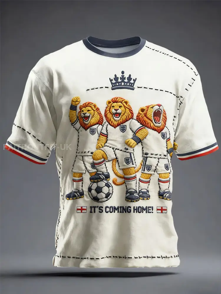Men’s England Football Lover Lions Printed T-shirt