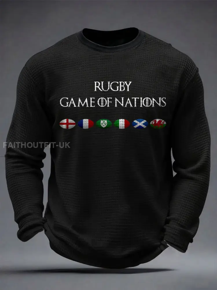 Men’s Nations of Rugby Lover Printed Waffle Tops