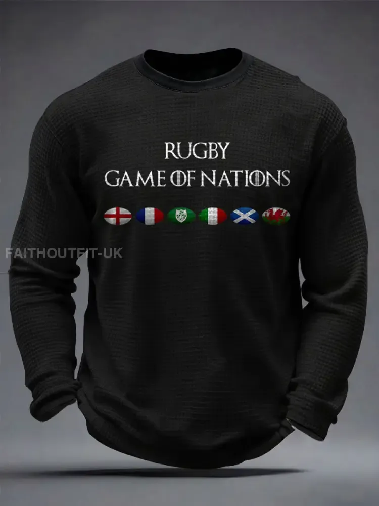 Men’s Nations of Rugby Lover Printed Waffle Tops