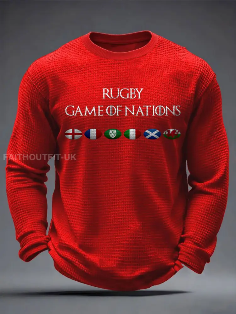 Men’s Nations of Rugby Lover Printed Waffle Tops