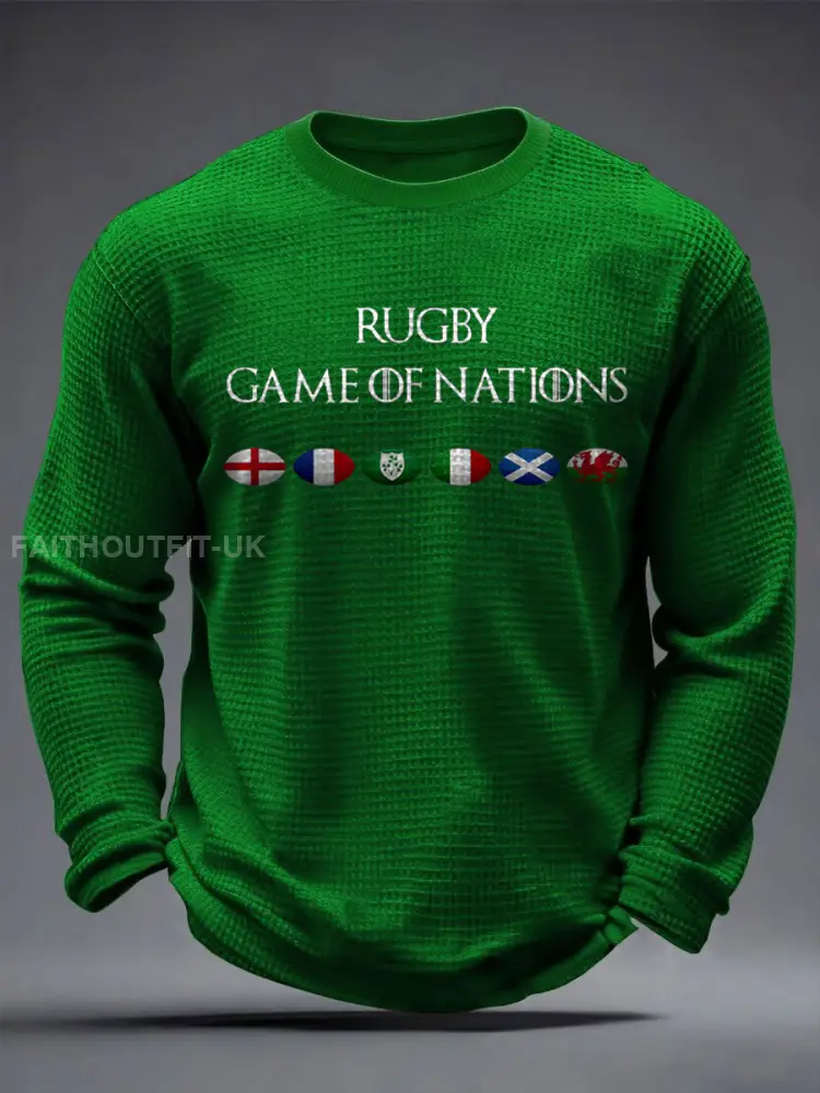 Men’s Nations of Rugby Lover Printed Waffle Tops