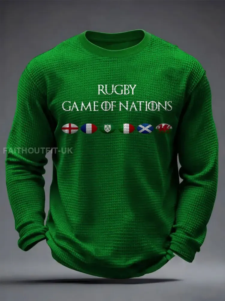 Men’s Nations of Rugby Lover Printed Waffle Tops