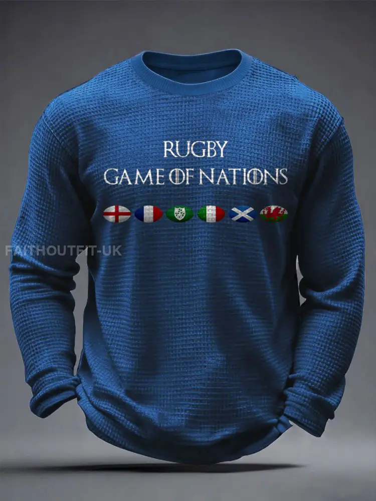Men’s Nations of Rugby Lover Printed Waffle Tops