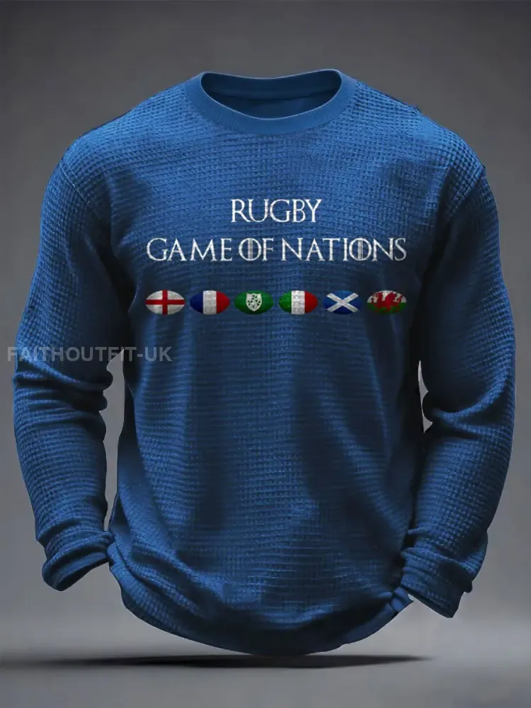 Men’s Nations of Rugby Lover Printed Waffle Tops