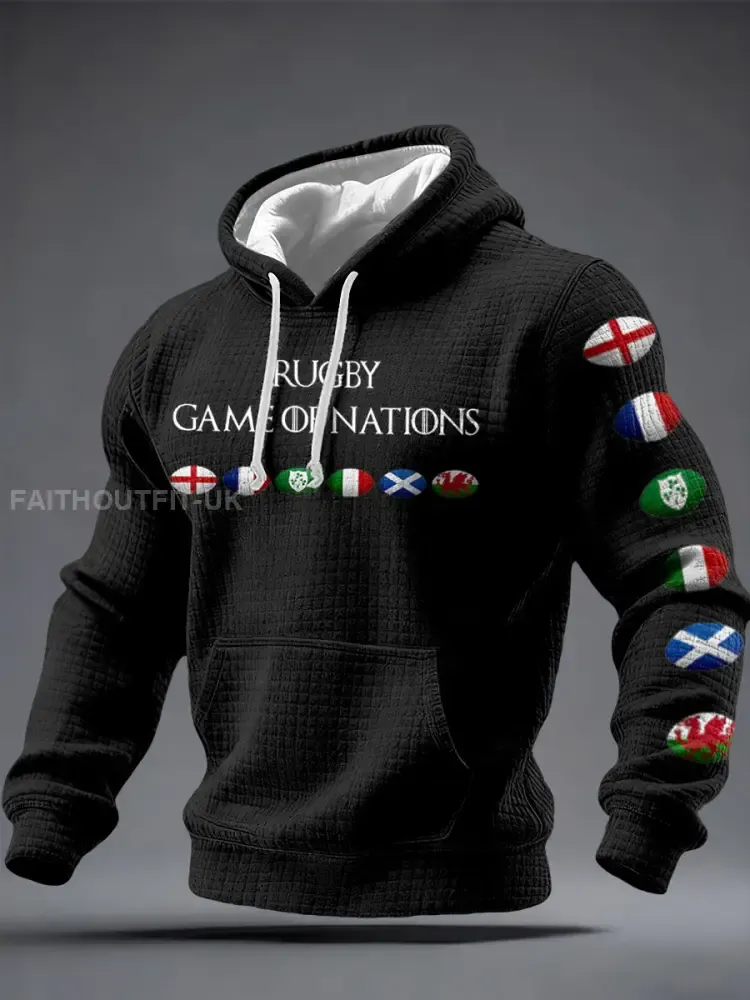 Men’s Nations of Rugby Lover Printed Hoodie