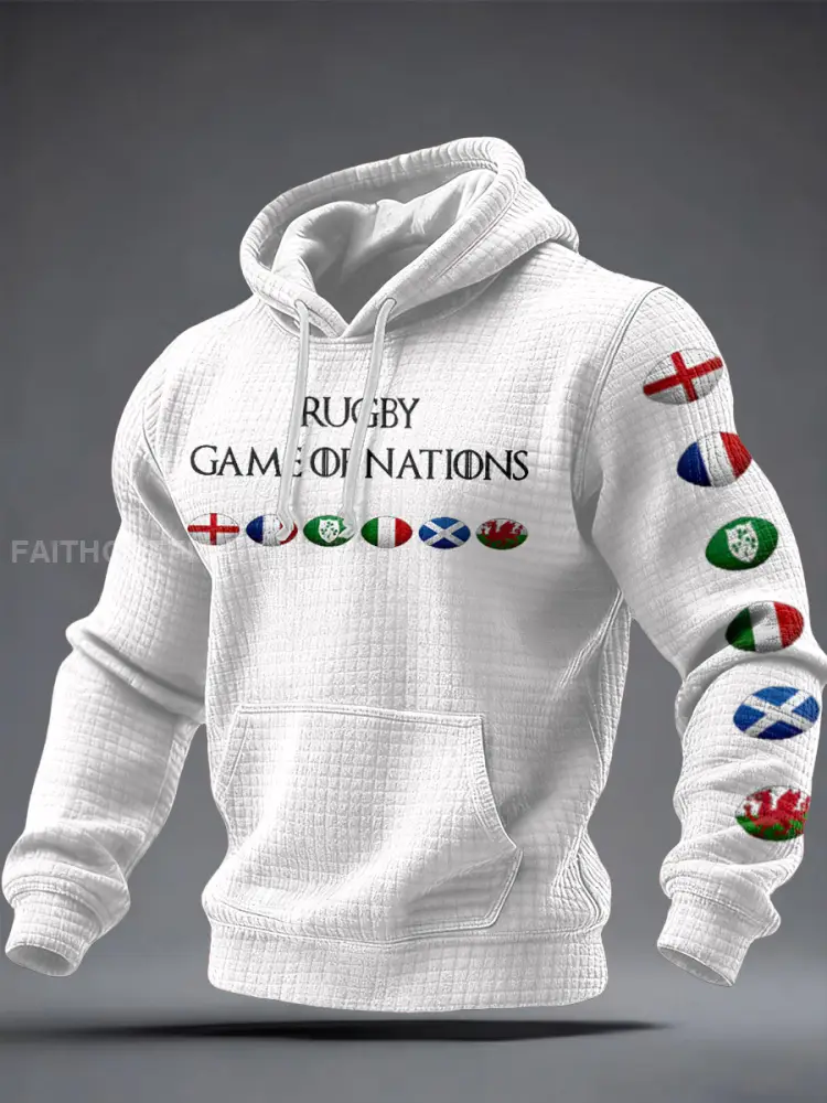 Men’s Nations of Rugby Lover Printed Hoodie