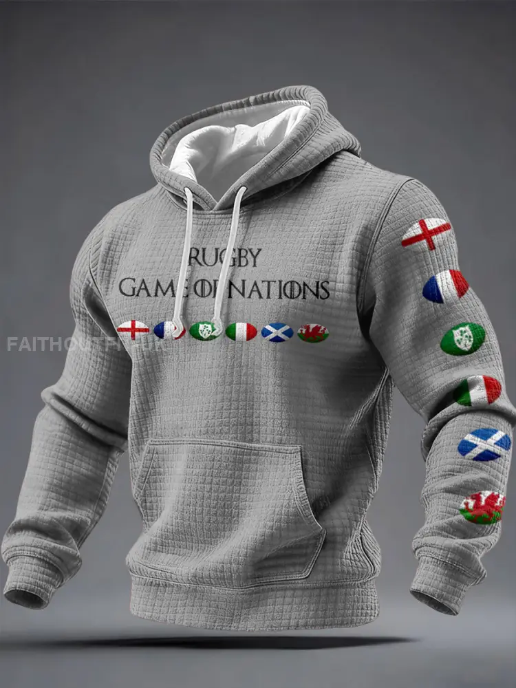 Men’s Nations of Rugby Lover Printed Hoodie