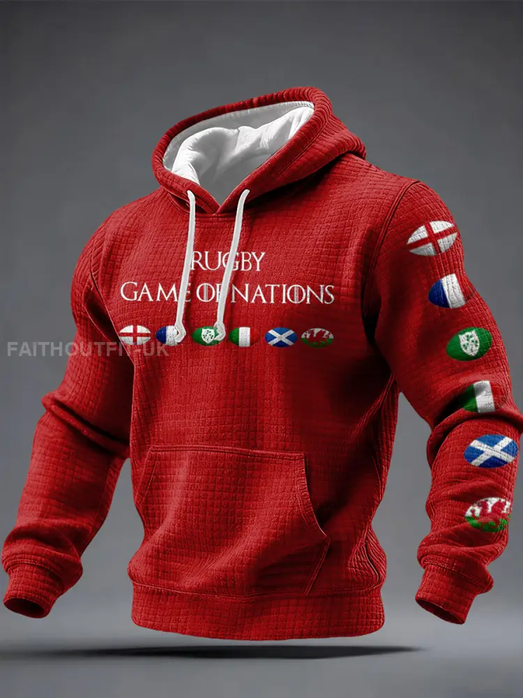 Men’s Nations of Rugby Lover Printed Hoodie